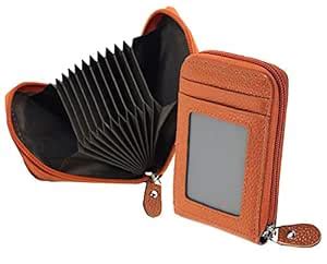 Buy DAHSHA RFID Blocking 10 Slot Vertical Leather Zipper Credit Debit ...