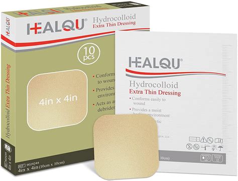 Buy Hydrocolloid Wound Dressing - 4x4 Thin - Box of 10 Large Bandages ...