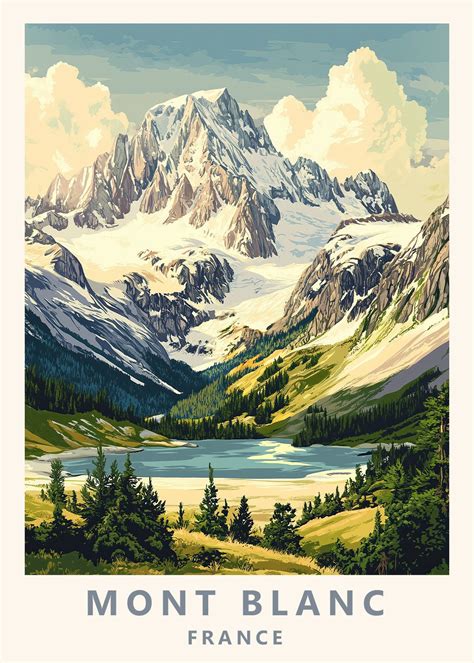 Mont Blanc, France travel poster in 2025 | Travel posters, Travel ...