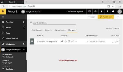 Image result for Create a Power Bi Workspace Menu