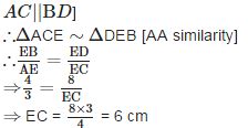 In the adjoining figureAC -- BD.If AC = 6 cm, AE = 3 cm, EB = 4 cm, ED ...