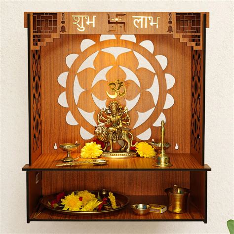 Ekhasa Wooden Pooja Mandir for Home Wall Mounted | Wooden God Temple f ...