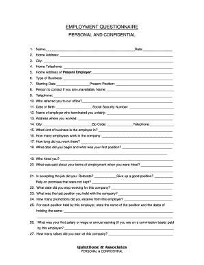 Fillable Online quintilonelaw Employment Questionnairedoc ...