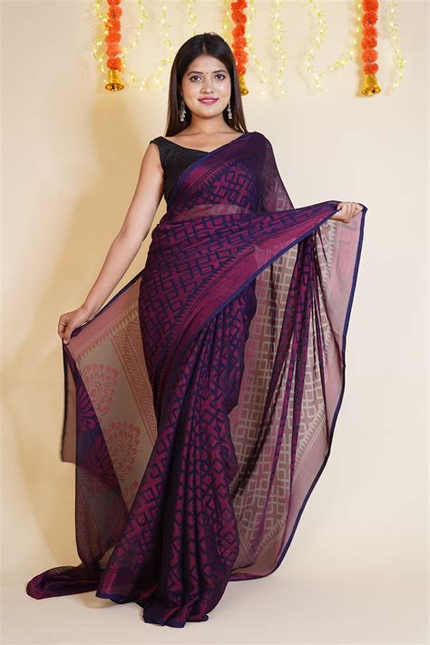 Ready to Wear Chiffon Brasso printed Wrap in 1 minute saree | Isadora ...