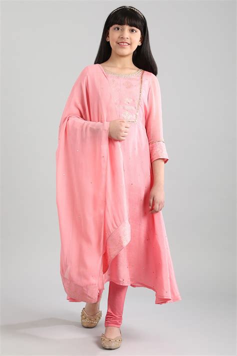 Buy Pink Sequin kurta-Tights-Dupatta Girls Set Online for Woman | Shop ...