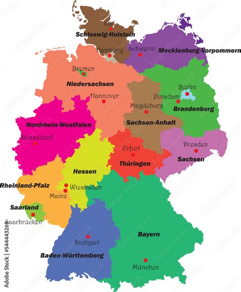 Germany political map, Germany political map states, vector ...