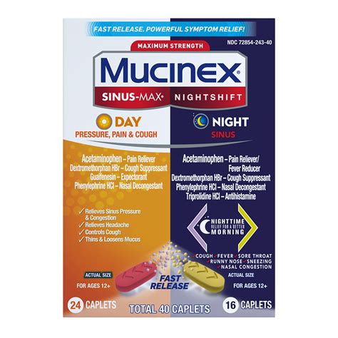 Maximum Strength Mucinex Sinus-Max Day & Nightshift Caplets | Mucinex USA