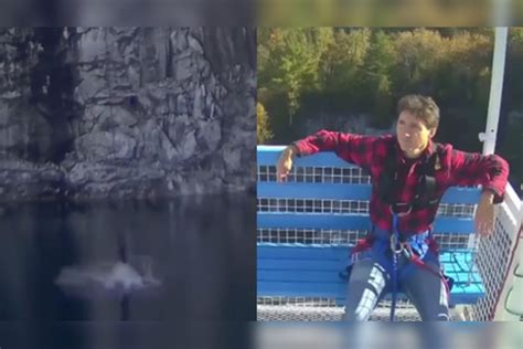 加拿大总理特鲁多玩蹦极，60米蹦极塔上“淡定”跳下，一头扎水_塔上_特鲁_加拿大