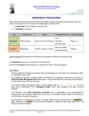 Fillable Online staines qld edu There are two types of emergency ...