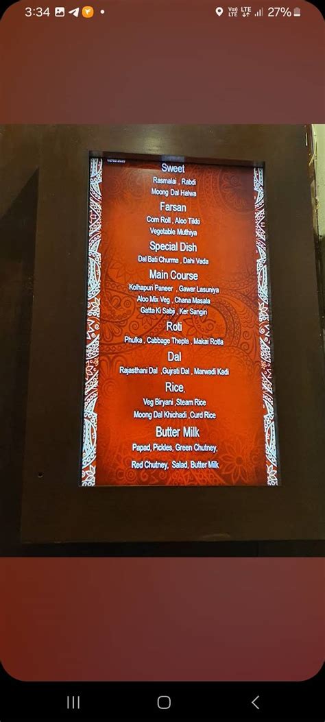 Menu at Ohris Jiva Imperia, Hyderabad, 3rd block
