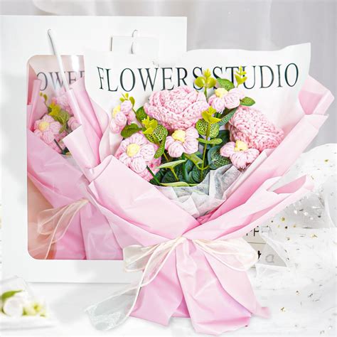 Buy Big Size Pink Rose Crochet Flowers Bouquet | Handmade Gift – ekhasa