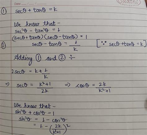 if sec theta tan theta is equal to K then prove that sin theta equal to ...