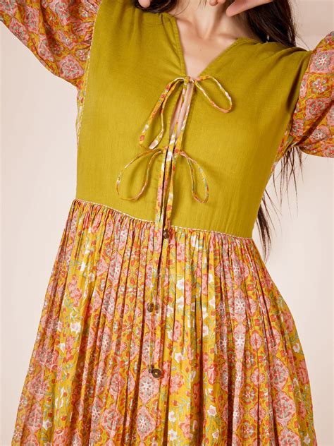 Buy Stylish Mulmul Front Tieable Knot Printed Dress for Women