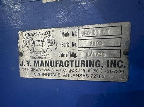 1998 CRAM-A-LOT MODEL 60-DB-LU VERTICAL CARDBOARD BALER: STOCK #22058