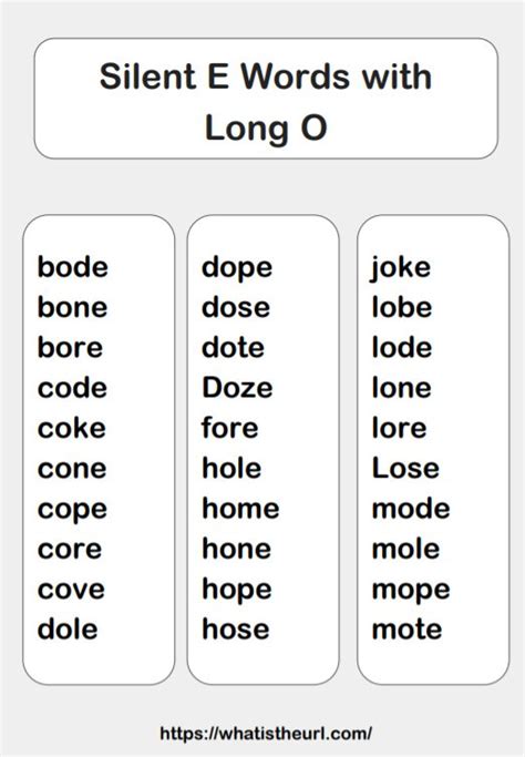 Long Vowel U Silent E Word List at Bettie Cartagena blog