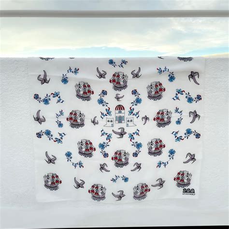 Buy Greek Silk Square Scarf Bandana With Traditional Greek Islands ...