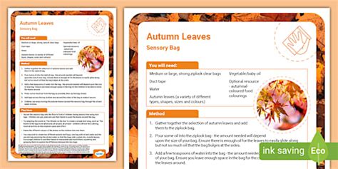 Autumn Leaves Sensory Bag | Leaf Sensory Activity | Twinkl