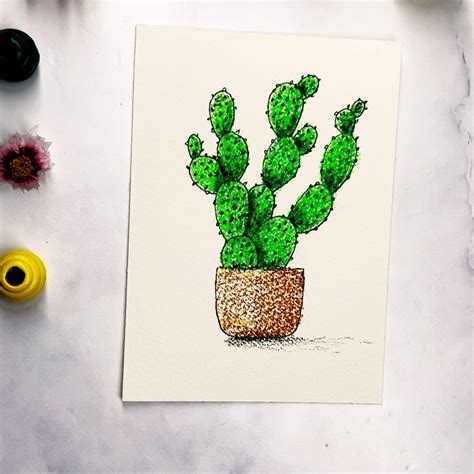 Mindful Drawing for Busy Moms: A Simple Cactus Drawing Tutorial • The ...