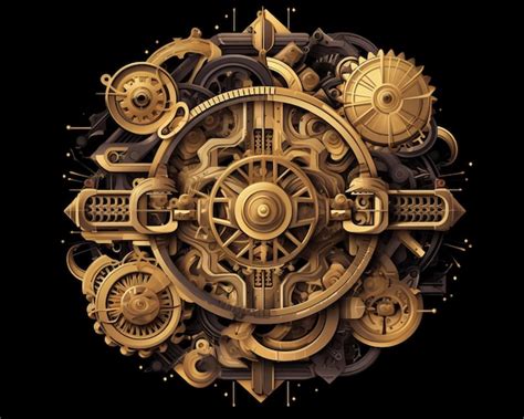 There is a gold clock with gears and gears on it generative ai ...