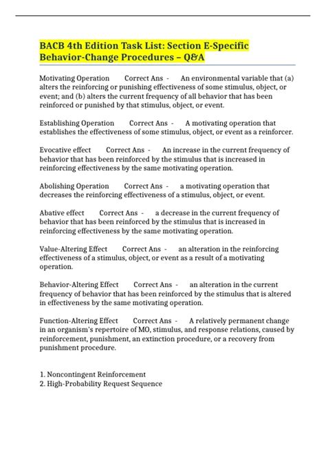 BACB 4th Edition Task List: Section E-Specific Behavior-Change ...