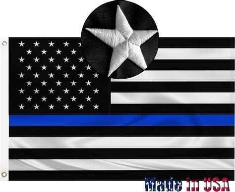 Amazon.com : METDIRU Embroidered Thin Blue Line Police Flag 3x5 Outdoor ...