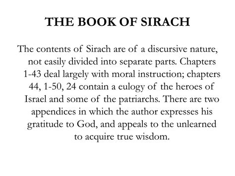 PPT - THE BOOK OF SIRACH (ECCLESIASTICUS) PowerPoint Presentation, free ...