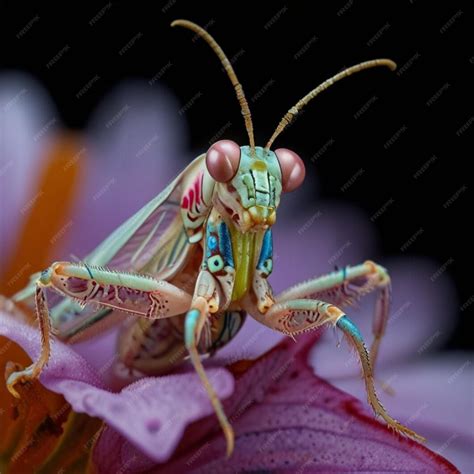 Beautiful Blue Orchid mantis on flower with isolated background Blue ...