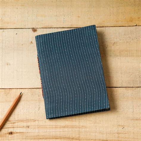 Green Kantha Stitch Fabric Cover Handmade Paper Notebook