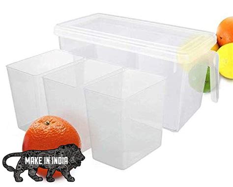 Nishaj Plastic 3 Part Refrigerator Fruit/Vegetable Basket for Kitchen ...
