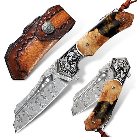 Japan Handmade Damascus Steel Steel Folding Pocket Knife 3 5 ...