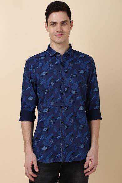 Buy Men Blue Slim Fit Print Full Sleeves Casual Shirts Online ...