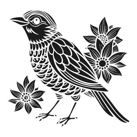 Page à colorier des oiseaux Design artistique en ligne de fleurs ...