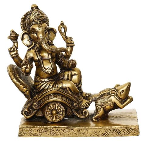 "Lord Ganesha On Mushak Savari": Brown Handicraft by Brass Handicrafts ...