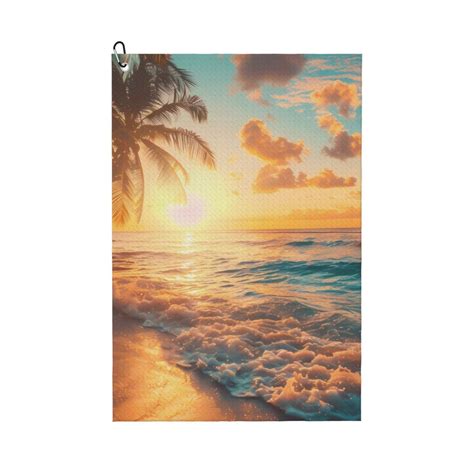 Matuu Tropical Sunset Beach Scene for Golf Towel golf accessories for ...
