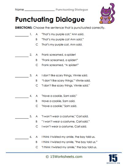Write a Dialogue Worksheet 的图像结果
