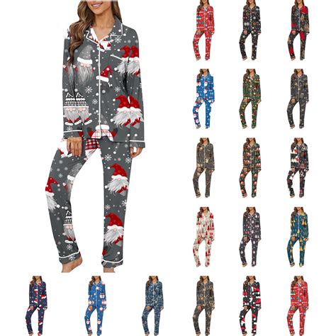 VBTAPA Christmas Pajamas for Women 2 Piece Long Sleeve Pj Sets Funny 3D ...