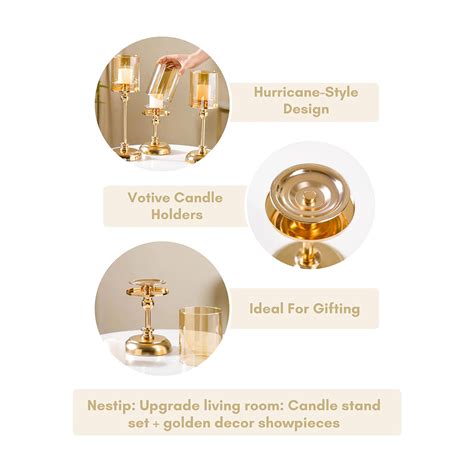 Buy Nestasia Hurricane Metal Candle Holder Stand with Candles Online