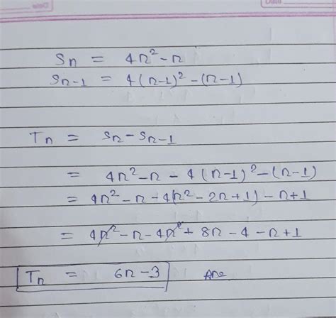 If nth term of an ap whose sum of n terms is 4n2-n - Brainly.in