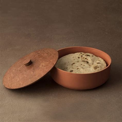 Ellementry, Terracotta Roti Box with Wooden Lid : Amazon.in: Home & Kitchen