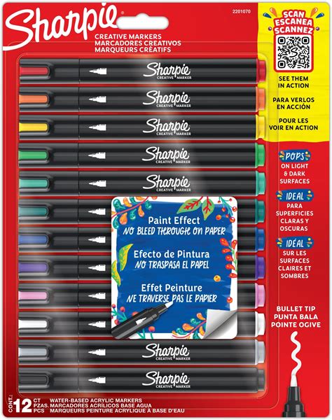 Amazon.com : Sharpie Creative Acrylic Markers, Assorted Colors, Brush ...