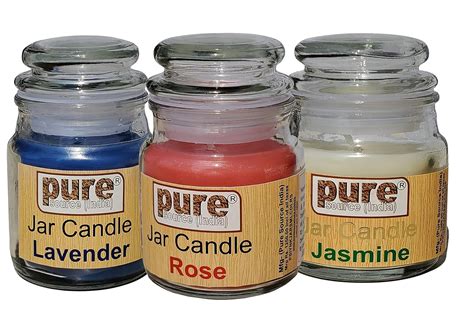 Pure Source India Wax Jar Candle, Pack of 3, Rose;Jasmine;Lavender, 6 x ...