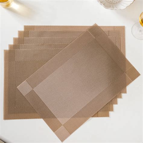 Reversible PVC Dining Table Mat Bronze Set Of 6 Online - Premium Table ...