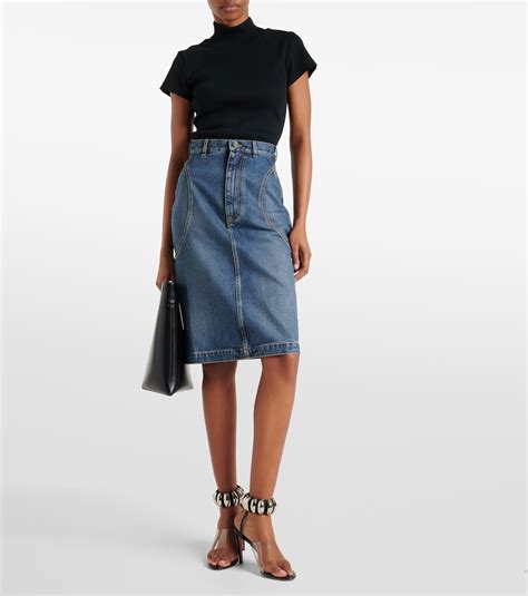 Denim pencil skirt in blue - Alaia | Mytheresa