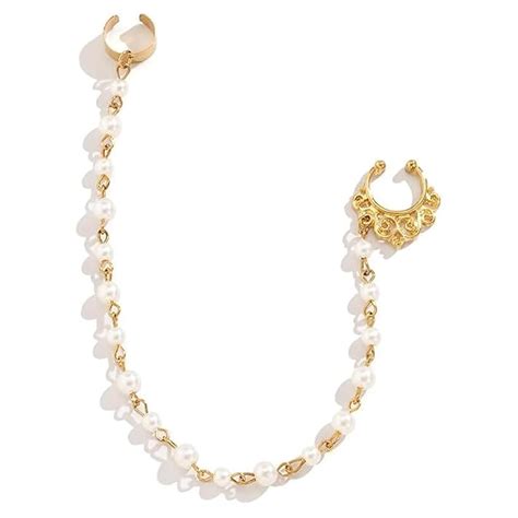 Buy Nose Ring with Chain, Non Piercing Nose Pins for Women, Press On ...