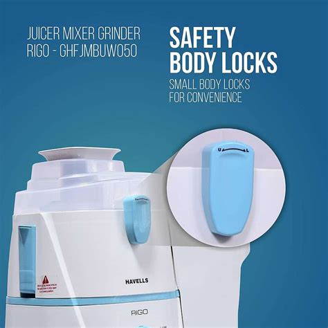 HAVELLS RIGO 500W Juicer Mixer Grinder 2 JAR (White & Light blue ...