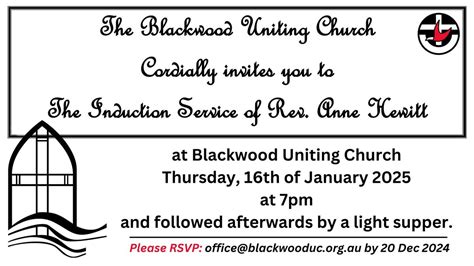 Induction Service of Rev Anne Hewitt, 266 Main Road, Blackwood, SA ...