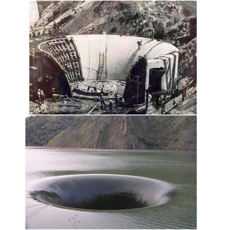 “Glory Hole” spillway at Lake Berryessa: during construction vs. now ...