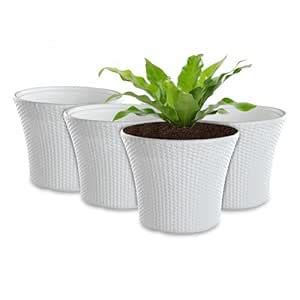 Kuber Industries 4 Pcs Polyfiber 12 Inch Pots for Plants Balcony ...