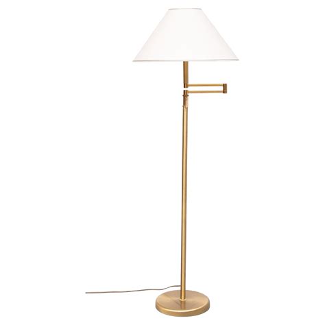 Brass swing arm floor lamp with shade 1970s For Sale at 1stDibs