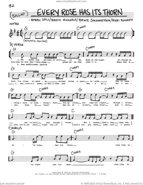 Every Rose Has Its Thorn sheet music (real book with lyrics)